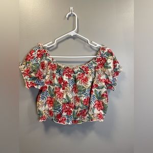EXCELLENT condition! American Eagle floral off shoulder crop top. Size small.